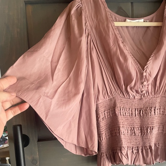 “Mustard Seed” Mauve Boho Smocked Blouse. NWOT. Never worn - Picture 5 of 5